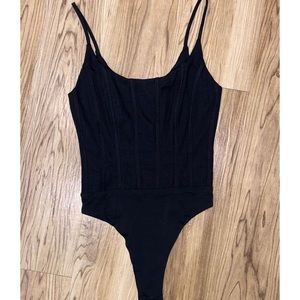 Meshki Black Paneled Bodysuit Tank Top. XS. NWT!